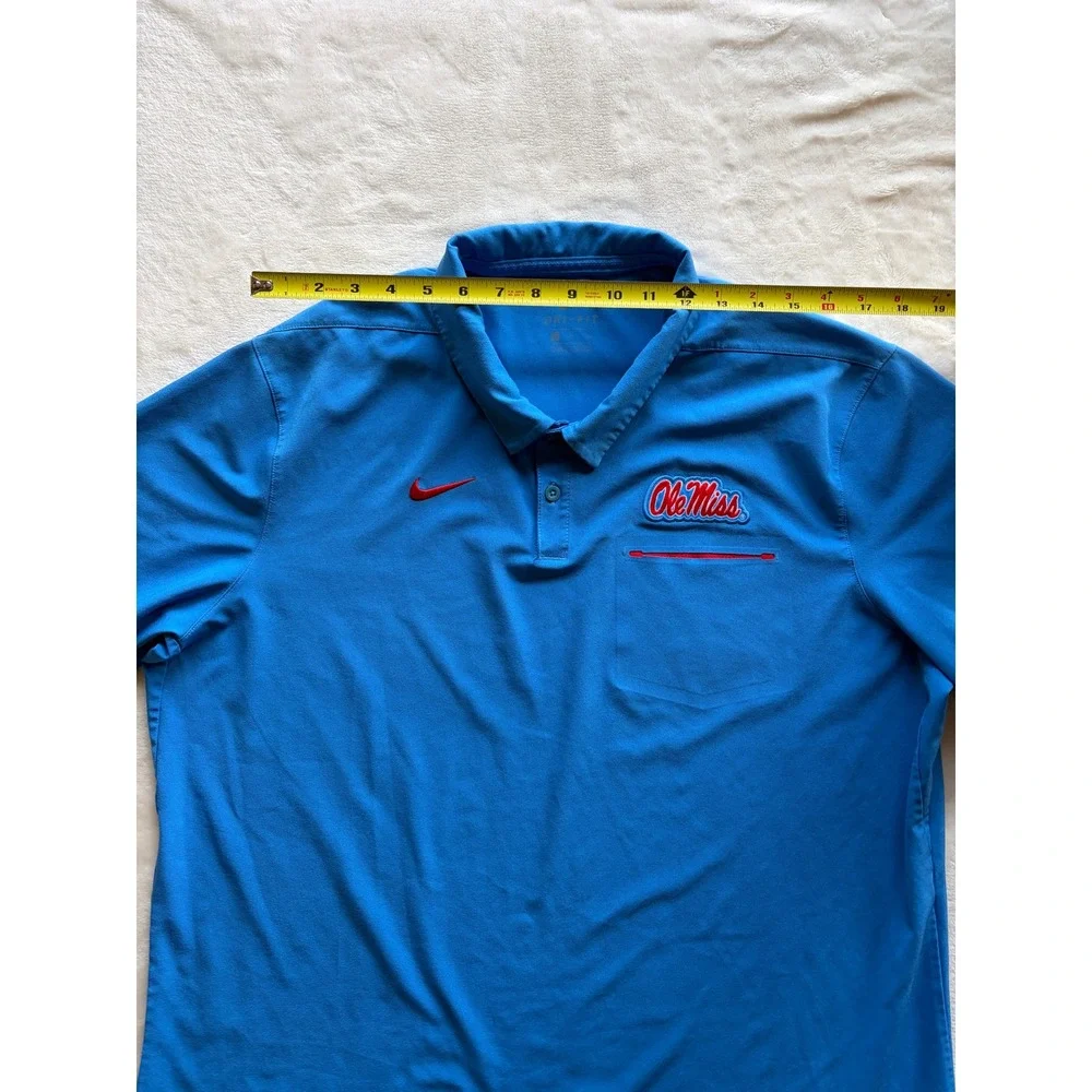 Nike Blue Ole Miss Rebels Dri-FIT Sideline Pocket Polo Shirt Mens XL Excellent